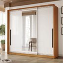 Ver imagem 1 de Guarda-roupa Casal Valência 3 Portas 4 Gavetas com Espelho Freijó/branco - Politorno
