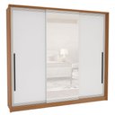 Ver imagem 2 de Guarda-roupa Casal Valência 3 Portas 4 Gavetas com Espelho Freijó/branco - Politorno