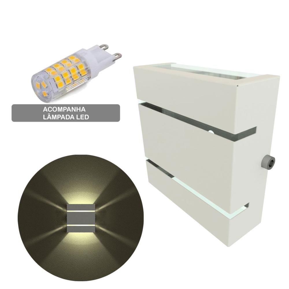 Kit 2 Arandelas Slim 2 Frisos 2 Focos Moderna G9 Externa + 2 Lâmpadas LED G9 5W Mf103 - Mega Forte - 1