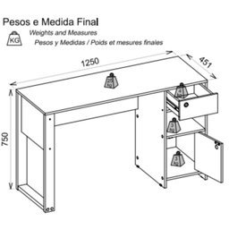Mesa Para Escritório 1 Porta E 1 Gaveta Maceio - 4