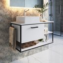 Ver imagem 1 de Gabinete Suspenso para Banheiro 80cm P1007 sem Cuba Branco/Preto