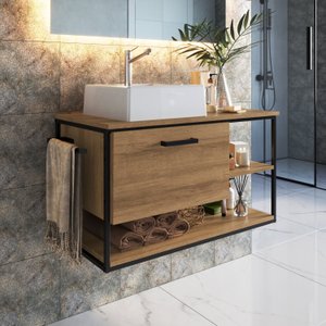 Gabinete Suspenso para Banheiro 80cm P1007 Sem Cuba