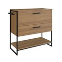 Ver imagem 2 de Gabinete para Banheiro 80cm Paricel 1 Porta e 1 Gaveta Marrom/Preto/Mel