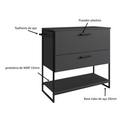 Gabinete para Banheiro 80cm 1 Porta e 1 Gaveta Paricel - 6