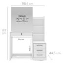 Ver imagem 4 de Penteadeira 4 Gavetas com Espelho Deslizante e Nichos Helena Yescasa