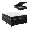 Cama Box Baú Casal Colchão Tóquio Preto Suede 138x188x61cm - 1