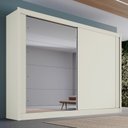 Ver imagem 1 de Guarda Roupa Casal com Espelho 2 Portas 4 Gavetas - Creta-off White - Móveis Europa