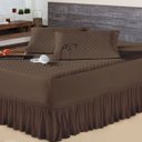 Ver imagem 1 de Protetor para Colchão Casal Queen + 2 Porta Travesseiro Impermeável + Saia Box Tabaco