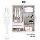 Ver imagem 4 de Guarda-roupa Solteiro 2 Portas de Correr com Espelho 100% MDF 140cm Cinerária Espresso Móveis