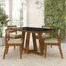 Conjunto Mesa Lins 4 Cadeiras Sextavada Freijó/pto/corino Bege - M.a Freijó/preto/corino Bege - 1