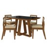 Conjunto Mesa Lins 4 Cadeiras Sextavada Freijó/pto/corino Bege - M.a Freijó/preto/corino Bege - 2