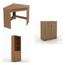 Ver imagem 2 de Escrivaninha de Canto com 1 Gaveta, Armário Baixo e Armário Alto