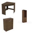 Ver imagem 2 de Escrivaninha de Canto com 1 Gaveta, Armário Baixo e Armário Alto