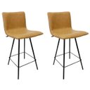Ver imagem 1 de Banqueta Estofada Angélica Altura 65cm Média cor Caramelo Pés Aço Preto 2 Unidades Poltronas do Sul 