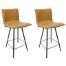 Banqueta Estofada Angélica Altura 65cm Média cor Caramelo Pés Aço Preto 2 Unidades Poltronas do Sul  - 1