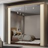 Guarda Roupa Casal 2 Portas Espelho Ripado 2,07 m Imperium Belmax:Carvalho/Off White - 2
