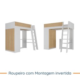 Cama Alta Infantil com Guarda-roupa Mezzo - 11 Cama Alta Infantil com Guarda-roupa Mezzo - 11