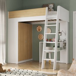 Cama Alta Infantil com Guarda-roupa Mezzo - 1 Cama Alta Infantil com Guarda-roupa Mezzo - 1