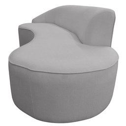 Sofá Curvo 03 Lugares 210cm Braço Direito Eron Bouclê Cinza Claro - CasaePoltrona - 7