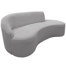 Sofá Curvo 03 Lugares 210cm Braço Direito Eron Bouclê Cinza Claro - CasaePoltrona - 1