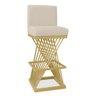 Banqueta Alta Área Gourmet Cozinha Restaurante Bar Base de Metal Dourado Suede Off White Eli Móveis - 2