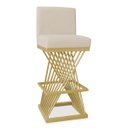 Ver imagem 2 de Banqueta Alta Área Gourmet Cozinha Restaurante Bar Base de Metal Dourado Suede Off White Eli Móveis