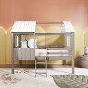 Ver imagem 2 de Cama Cabana Teddi Casal Cinza Madeira Maciça Rústico/Branco