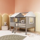 Ver imagem 1 de Cama Cabana Teddi Casal Cinza Madeira Maciça Rústico/Branco