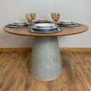 Ver imagem 3 de Mesa de Jantar Cone Redonda 90 Cm Base Cimento Concreto Tampo Freijó