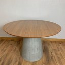 Ver imagem 4 de Mesa de Jantar Cone Redonda 90 Cm Base Cimento Concreto Tampo Freijó