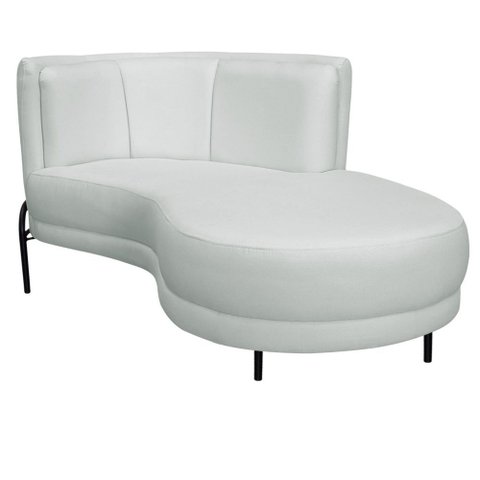 Sofá Chaise Direito Base Preto Penélope Poliéster Verde Menta Claro - Nexta Casa