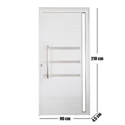 Porta Lambril de Alumínio Esquerda 210 x 90cm com Friso e Visor Linha Veneza Esquadrias Bergamo - 3
