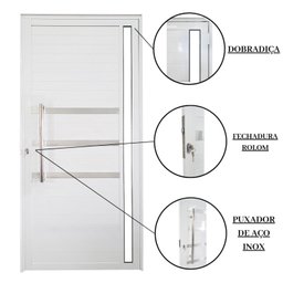 Porta Lambril de Alumínio Esquerda 210 x 90cm com Friso e Visor Linha Veneza Esquadrias Bergamo - 4