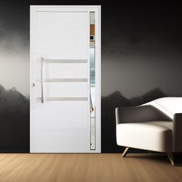 Porta Lambril de Alumínio Esquerda 210 x 90cm com Friso e Visor Linha Veneza Esquadrias Bergamo - 2