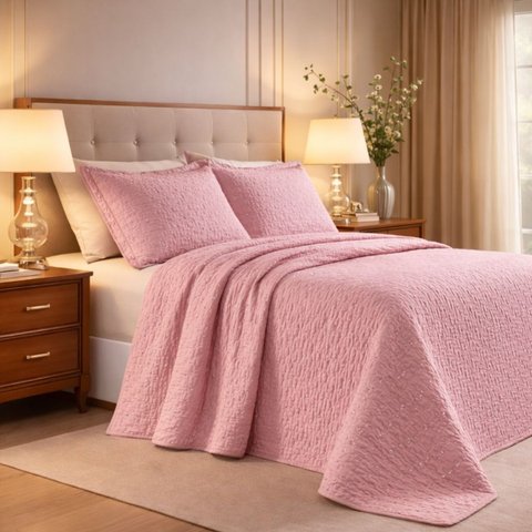 Cobreleito Queen Size 300 Fios Melinda Bordado Super Elegante:rosa