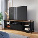 Ver imagem 1 de Rack Para TV ate 60 Polegadas Estilo Industrial 180cm em MDP com 1 Gaveta e Laterais Teladas P1017