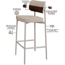 Ver imagem 4 de Kit 03 Banquetas Alta Bar Cozinha Sala de Jantar Aço Branco Kaira C01 Linho Areia Courino Whisky - L