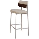Ver imagem 3 de Kit 03 Banquetas Alta Bar Cozinha Sala de Jantar Aço Branco Kaira C01 Linho Areia Courino Whisky - L