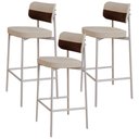 Ver imagem 1 de Kit 03 Banquetas Alta Bar Cozinha Sala de Jantar Aço Branco Kaira C01 Linho Areia Courino Whisky - L