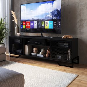 Rack Para TV ate 60 Polegadas Estilo Industrial 180cm em MDP e Portas Teladas P1027