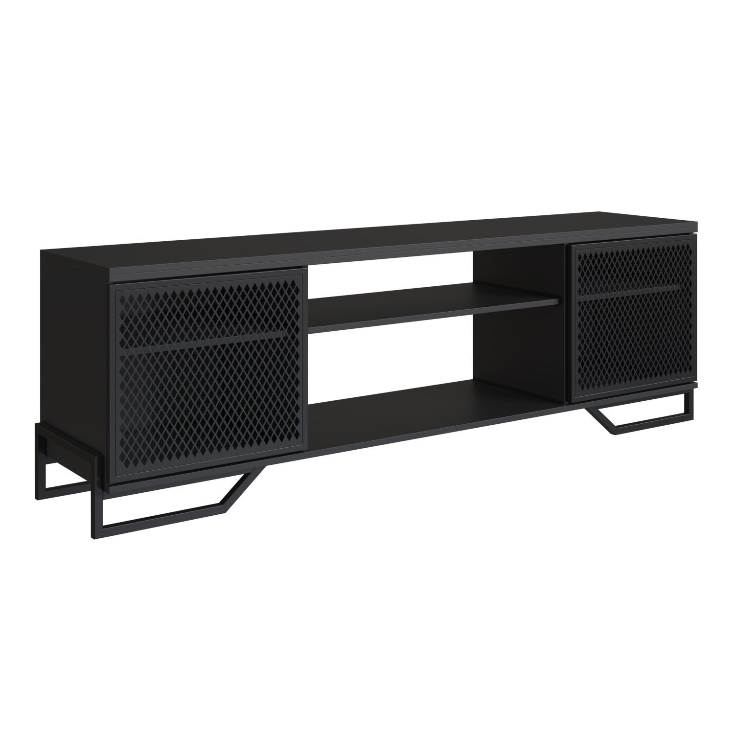 Rack Para TV ate 60 Polegadas Estilo Industrial 180cm em MDP e Portas Teladas P1027 - 2