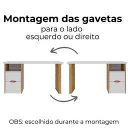 Escrivaninha Elegante com Pés Ripado 2 Gavetas e 1 Nicho Florence - 7