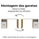 Ver imagem 5 de Escrivaninha Mesa Escritório Elegante com Pés Ripado e Florence 2 Gavetas 1 Nicho 142,2cm Olmo e Branco Artany