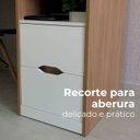 Ver mais imagens de Escrivaninha Mesa Escritório Elegante com Pés Ripado 2 Gavetas e 1 Nicho Florence