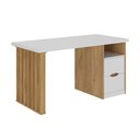 Ver imagem 3 de Escrivaninha Mesa Escritório Elegante com Pés Ripado e Florence 2 Gavetas 1 Nicho 142,2cm Olmo e Branco Artany