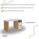 Ver mais imagens de Escrivaninha Mesa Escritório Elegante com Pés Ripado e Florence 2 Gavetas 1 Nicho 142,2cm Olmo e Branco Artany