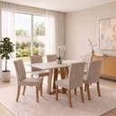 Ver imagem 1 de Conjunto Sala de Jantar Mesa Lisa 160cm com Tampo MDF Canto Reto 6 Cadeiras Lily