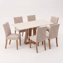 Ver imagem 3 de Conjunto Sala de Jantar Mesa Lisa 160cm com Tampo MDF Canto Reto 6 Cadeiras Lily