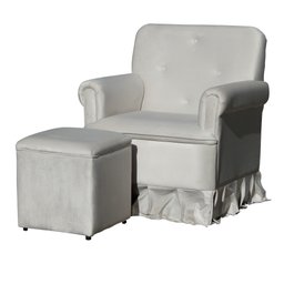 Poltrona Laura Amamentação Balanço Mais Puff - Quarto Bebê Amamentação - Veludo - Estopar Laura Mais - 1