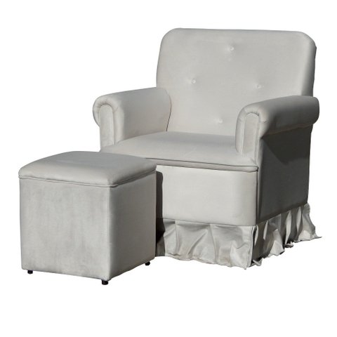 Poltrona Laura Amamentação Balanço Mais Puff - Quarto Bebê Amamentação - Veludo - Estopar Laura Mais